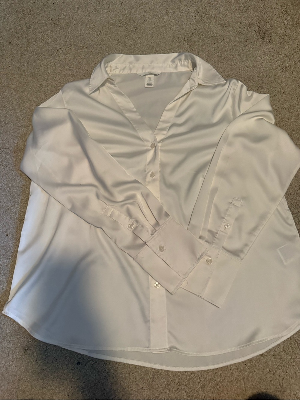 H&M Ivory Satin Button-Down Shirt